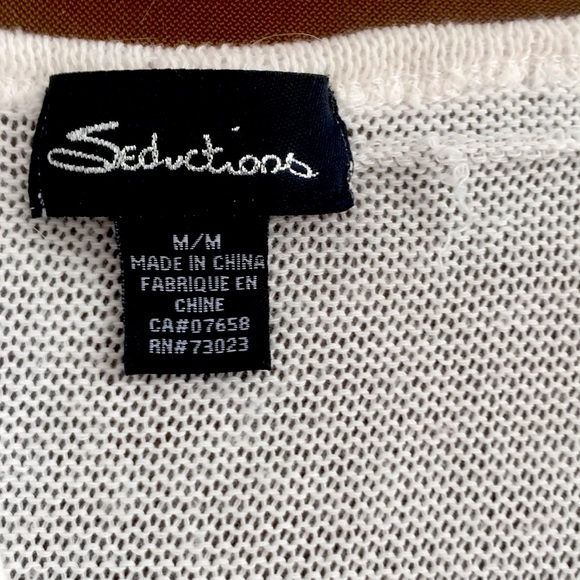 Seductions Studded Shoulder Sweater - White - Medium - Picture 6 of 9